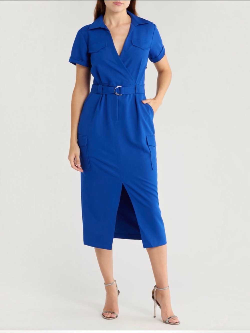 Derek Lam 10 Crosby Women’s Lucy Belted Utility Cobalt Blue Shirtdress Size 2